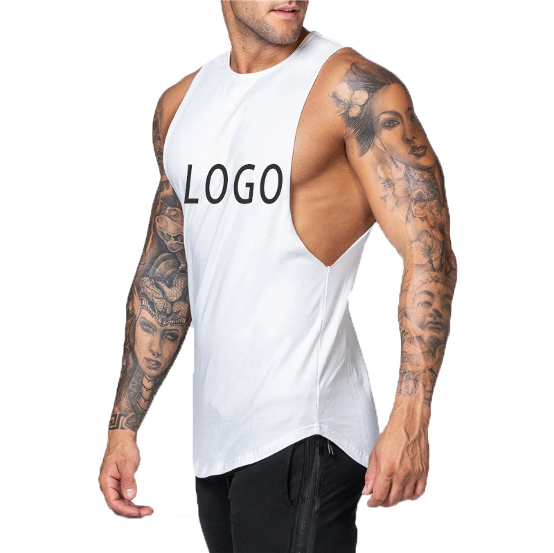 Wholesale Custom Logo Cotton Running Singlet Muscle Athletic Shirts ...