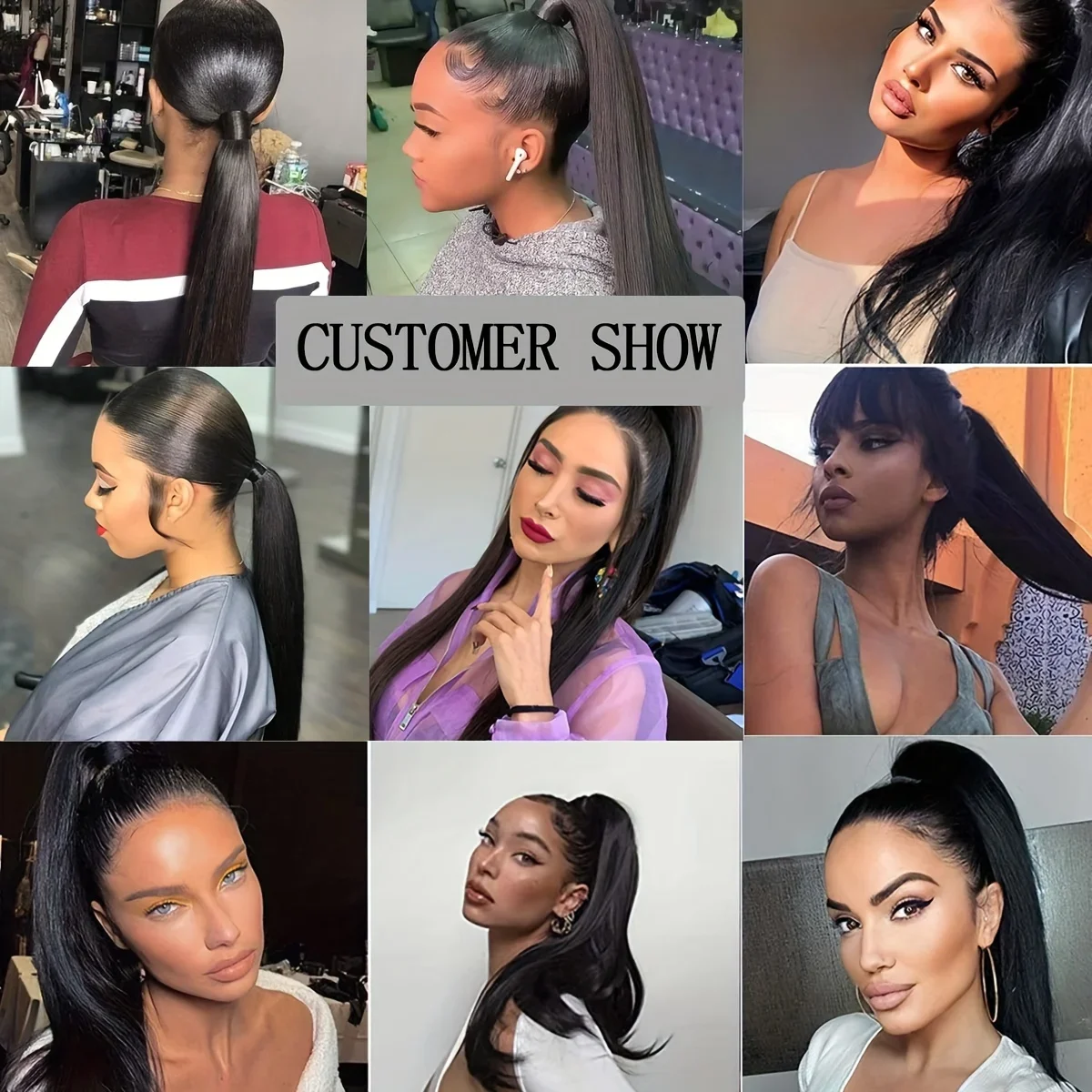 Extension per capelli umani con coda di cavallo dritta e nastro per donne da 10 a 30 pollici_voghion.com