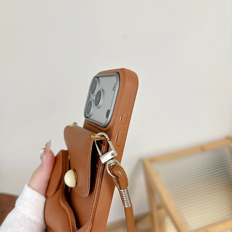 17 Pro Max Business Fashion Design Women IPhone Case For 16 15 14 Plus Puppy Wallet Card Holder Lanyard_voghion.com