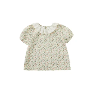 Wholesale 100% Cotton Kids Girls Clothing Children Pullover Flowers T Shirt