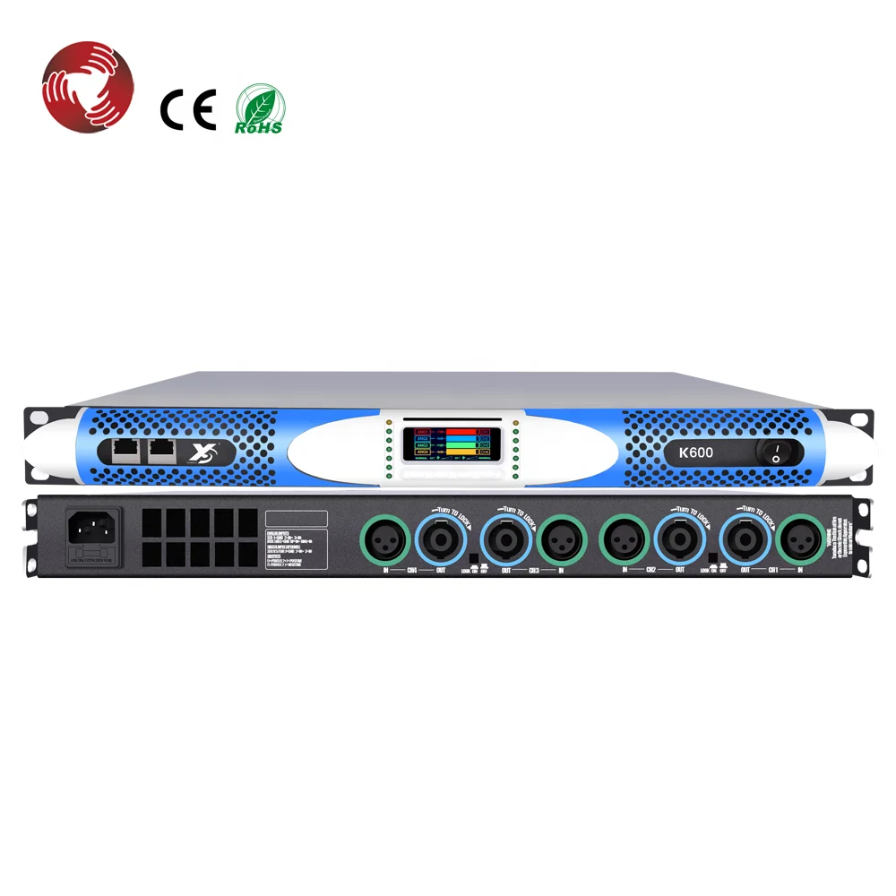 Class D Power Amplifier 4 Channels 600W 1u Digital Professional Audio Power Amplifiers