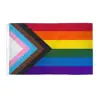 stock 100%polyester 3x5ft Rainbow progressive pride Flag