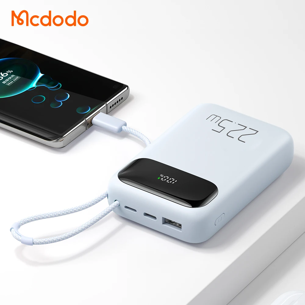 Quick Charge Power Bank With Type-C Fast Charge Cable Support VOOC SCP AFC QC 22.5W 20W PD USB-C PowerBank 10000mAh for Android