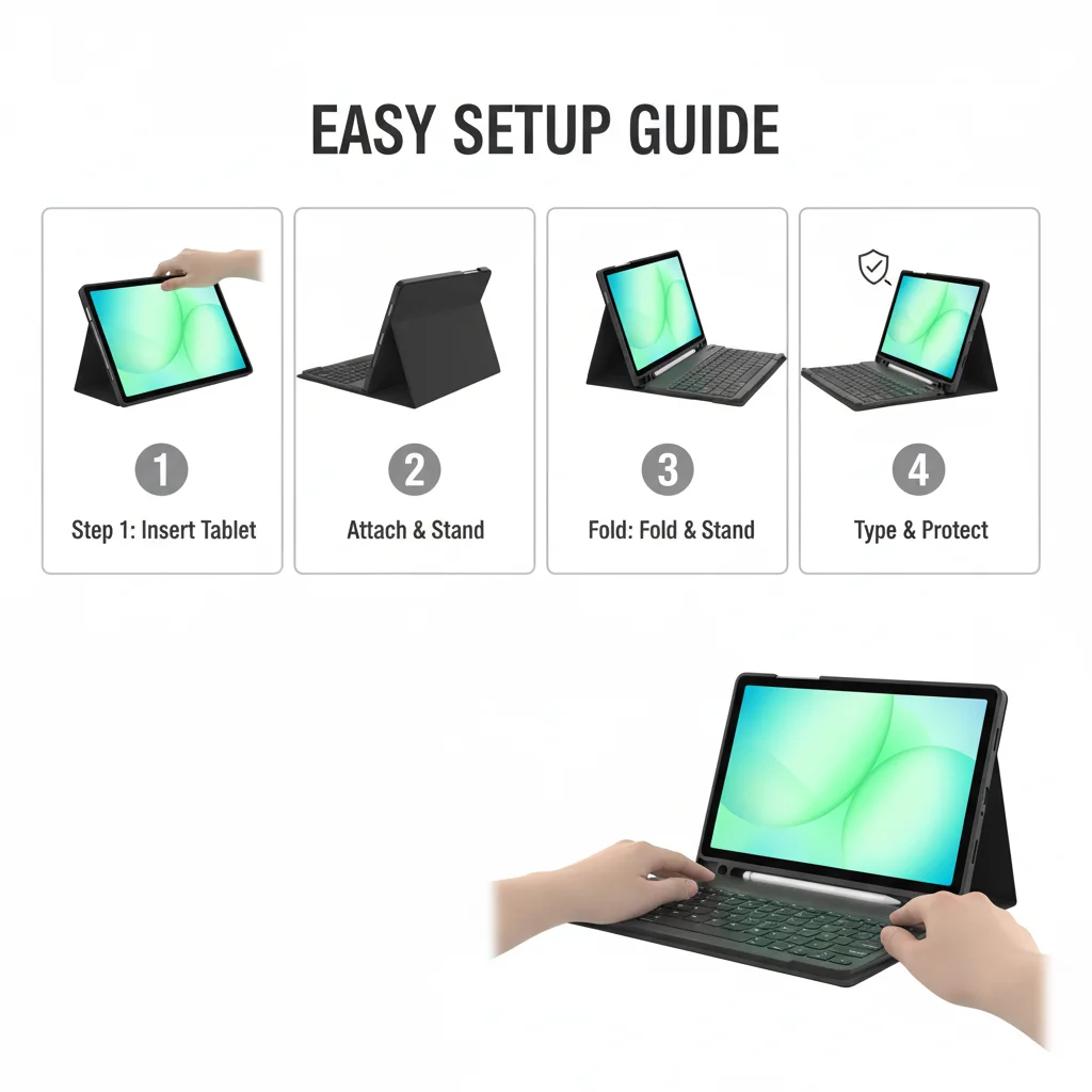 product for samsung tab a11 plus tablet case with detachable keyboard folio cover with pencil holder case combo-7