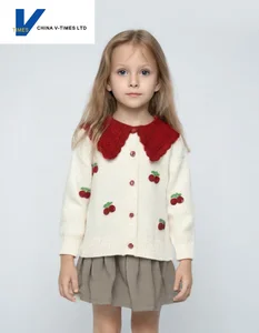 China V-Times 2026 Autumn New Baby Jacket Super Beautiful Girls' Sweater Knitted Cardigan for Spring and Autumn Trendy