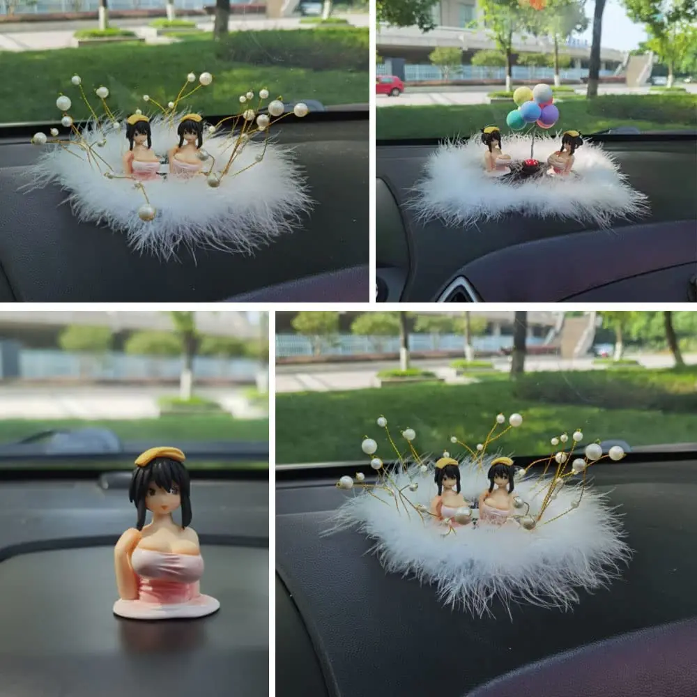thumbnail image 2 of PVC Car Dashboard Anime Figure – Shaking Girl Statue – Pink – 6.5cm – Cartoon Ornament 2 of 6