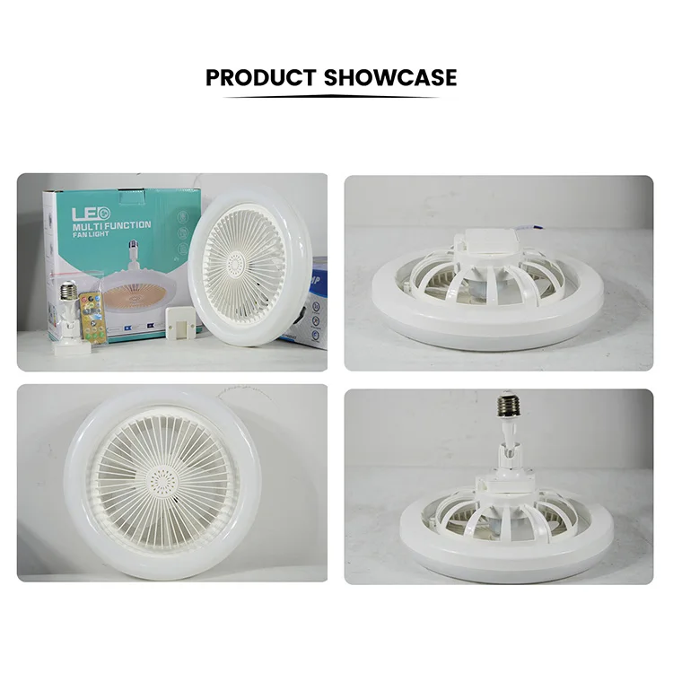 Shinyland Ceiling Fan Lamp Remote Control Dimmable Low Profile E27 Small Ceiling Fan with Led Light