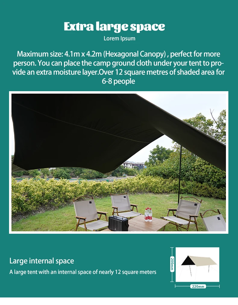 Outdoor Large Glamping Tent Waterproof 900d Oxford Camping Tent All