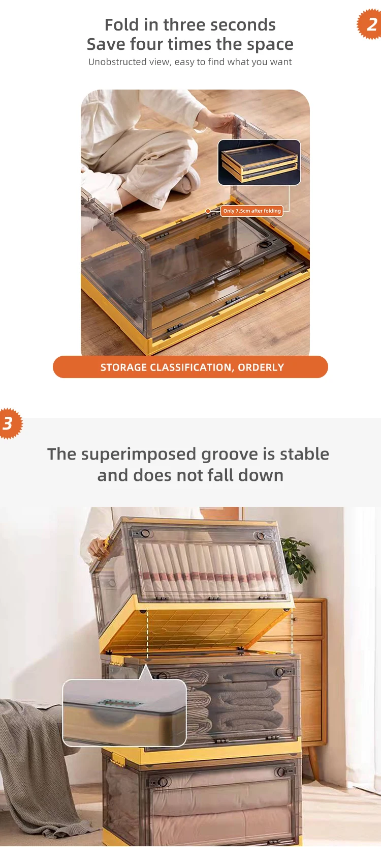 Ecofriendly 50l Large Capacity Plastic Clothing Organizer Storage Box