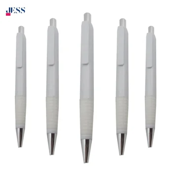Soft Rubber Plastic Ballpoint Pens Cheap Ball Pen in White Color Cover with Click Function for Promotional Gifts