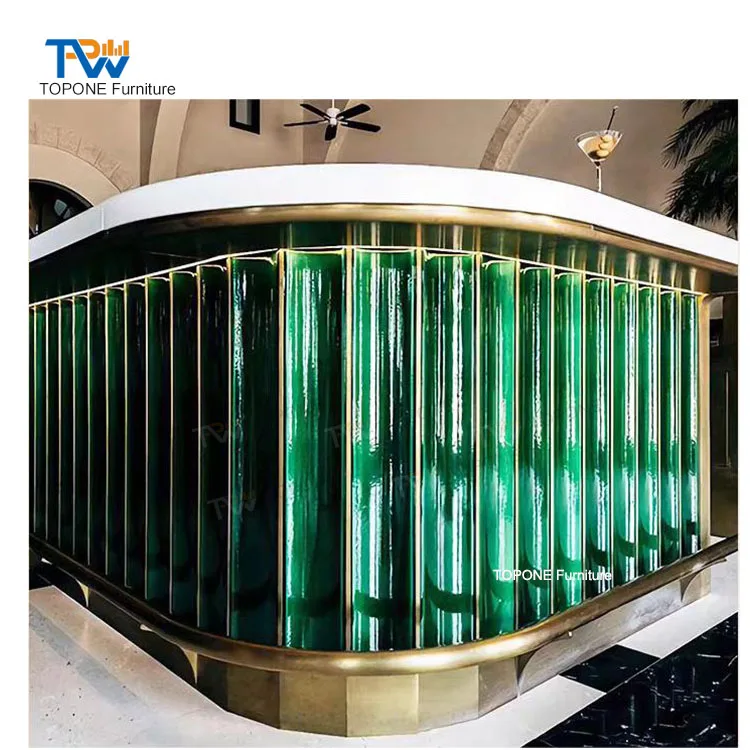 Arc Shape Counter Bar for Club Modern Design Curved Light Marble Top Nightclub Lounge Bar