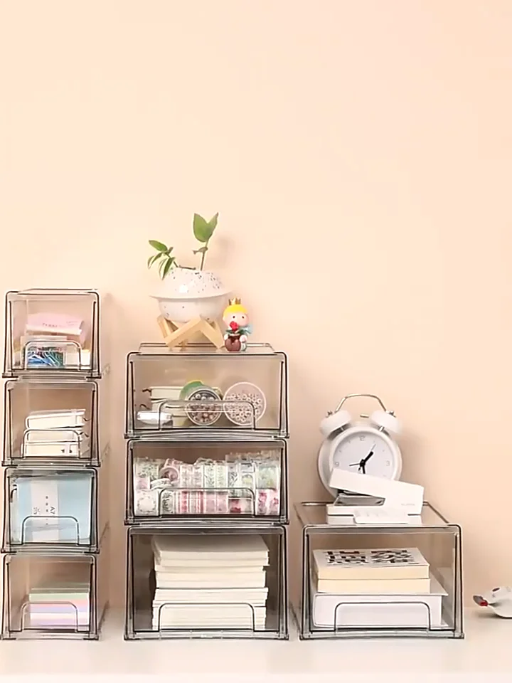 Plastic Transparent Make Up Holder Stackable Clear Storage Organizer