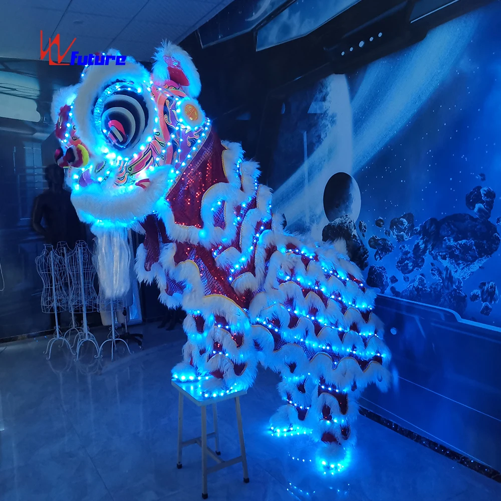 Programmable Future LED Chinese Traditional New Year Show Lion Dance Costume Performance Wear Folk Lion Dance