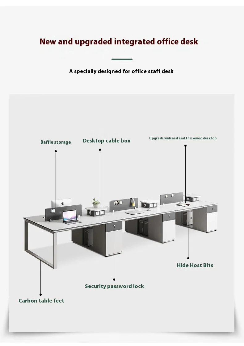 Customizable Modular Modern Wooden 4-Person Office Desk Workstation