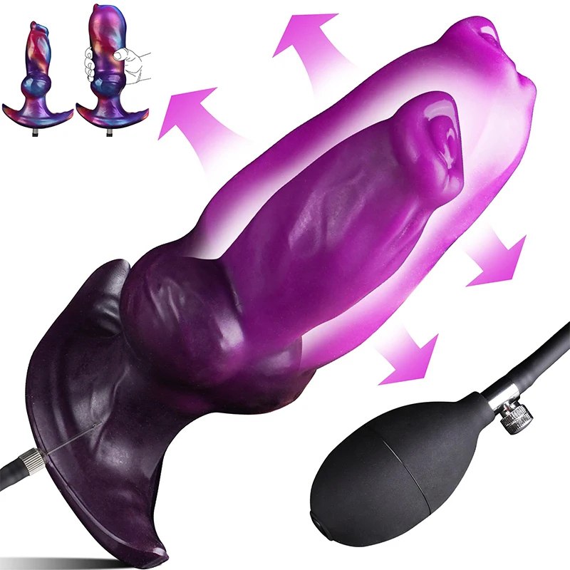Realistic Inflating Dildo Inflatable Monster alien Animal Big Dog Knot  Dildo Sex Toy Silicone Wearable Anal Plug for Adult Women
