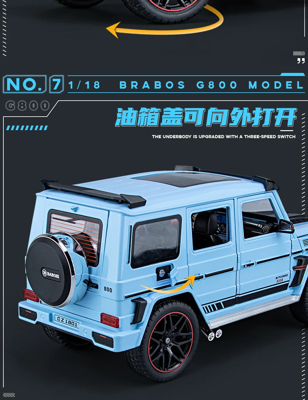 Diecast 118 Mercedesbenz Babos G800 Sound And Light Pullback Car Model Door Open Metal