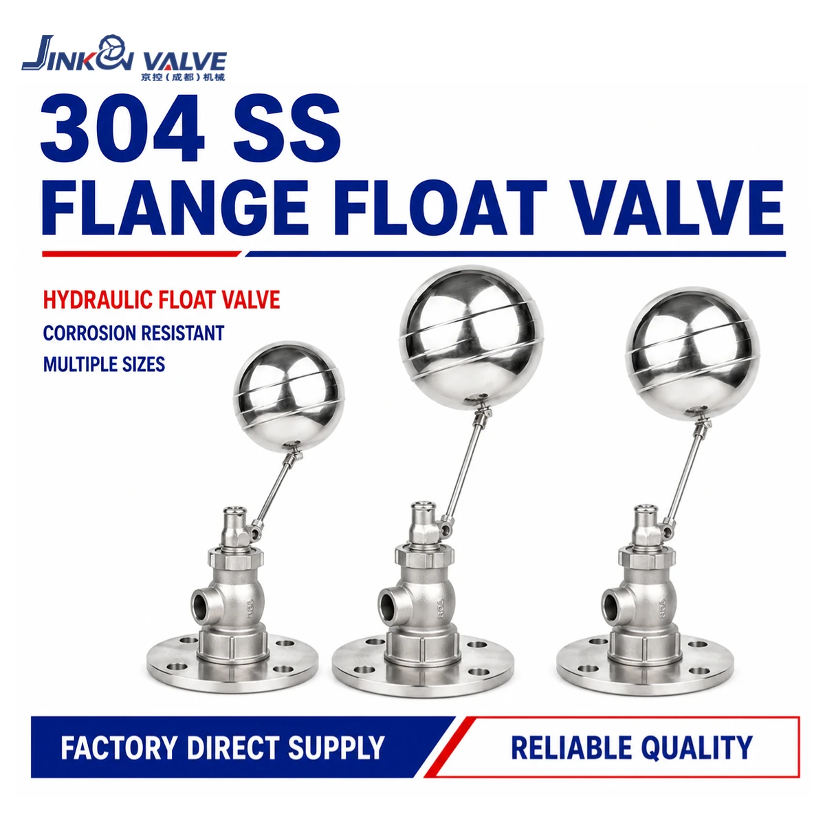 304 Stainless Steel OEM Float Valve for Water Tank Flange Hydraulic Automatic Level Control DN40-DN100 No Power Required