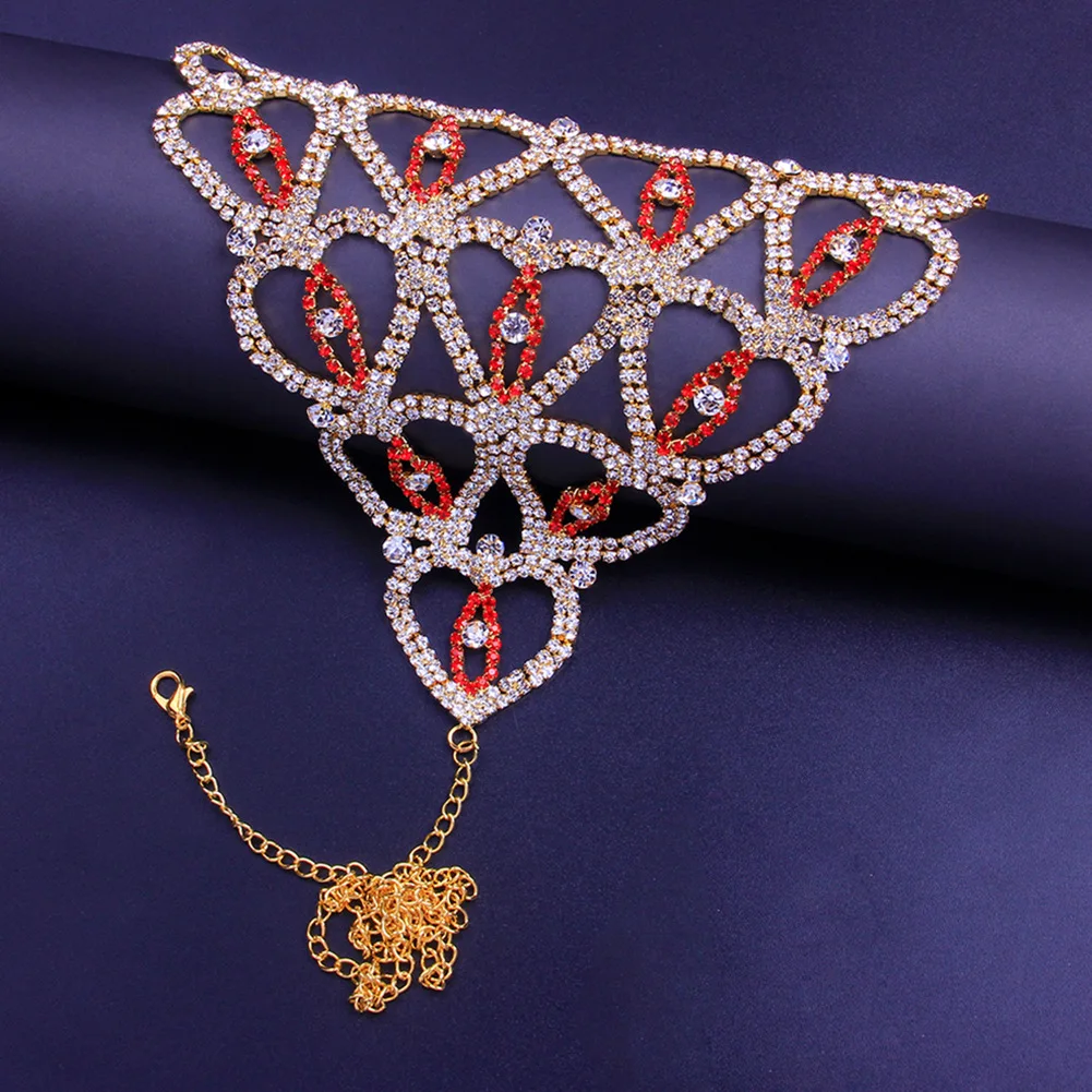 
Dvacaman 2021 Two Pieces Set Sexy Rhinestone Heart Hollowed Out Nipple Body Chains Lingerie Jewelry Valentines Day Lingerie 
