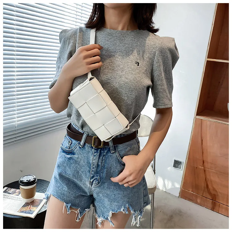 Wholesale Hot Sale Trendy Belt Cassette Weave Leather Flap Women Fanny Pack  Fashion Small Chest Bag Ladies Waist Phone Shoulder Bag From m.