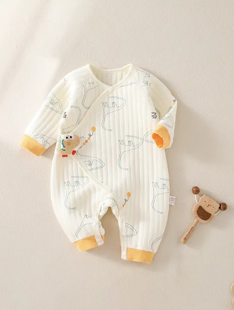 Baby Clothes Autumn and Winter Spring Silk Pajamas Newborn Jumpsuit Butterfly Clothes for Boys and Girls Baby Pajamas Warm