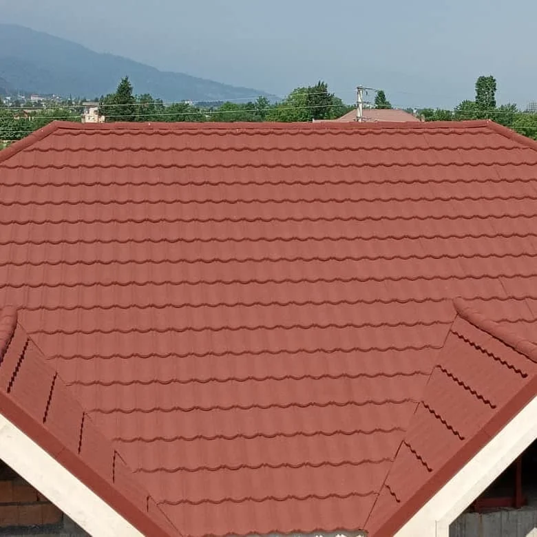 Nepal Granite Chips Coated Zinc Steel Euro Tiles Black Red Roofing Sheet Dealers Near Me for Pen Roofing