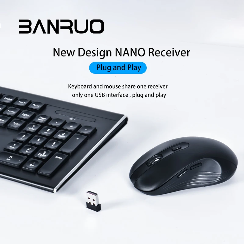 Распродажа с фабрики 2023 популярная беспроводная клавиатура и мышь самая дешевая стандартная черная Офисная