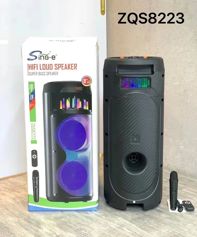 ザ・クラッシュ　SOUND SYSTEM 2023 Portable Karaoke Speaker ZQS-8223 - Double 8-Inch, 40W Heavy
