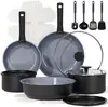 19pcs cookware set - gray