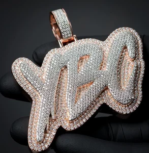 Wholesale Name Letter Necklace Chain Hip Hop Custom Moissanite Pendant