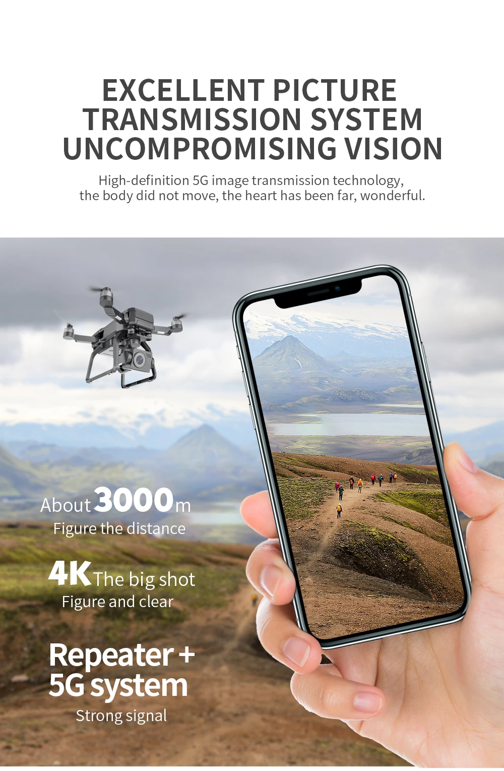 HOSHI SJRC F7 PRO Drone 4K Dual HD Camera 3 Axis Gimbal GPS Aerial 3KM Photography Brushless Quadcopter Best Seller