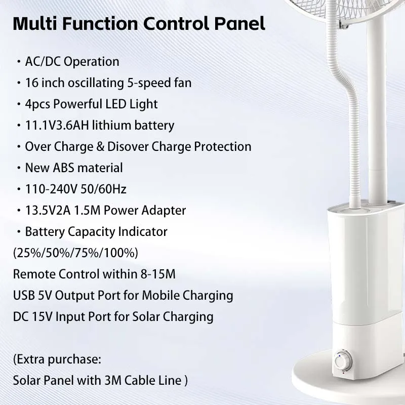 New Arrival 2 in 1 Rechargeable Solar Standing  Water Mist Fan with Remote Humidifier Use