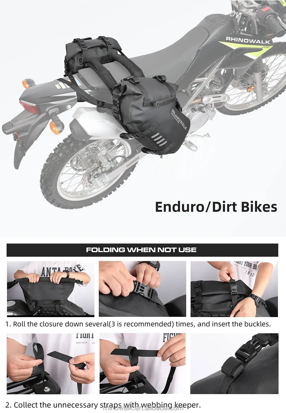 Rhinowalk Motorcycle Waterproof Saddle Bag L Bike Tail Seat Luggage For Off On Road Adv Long