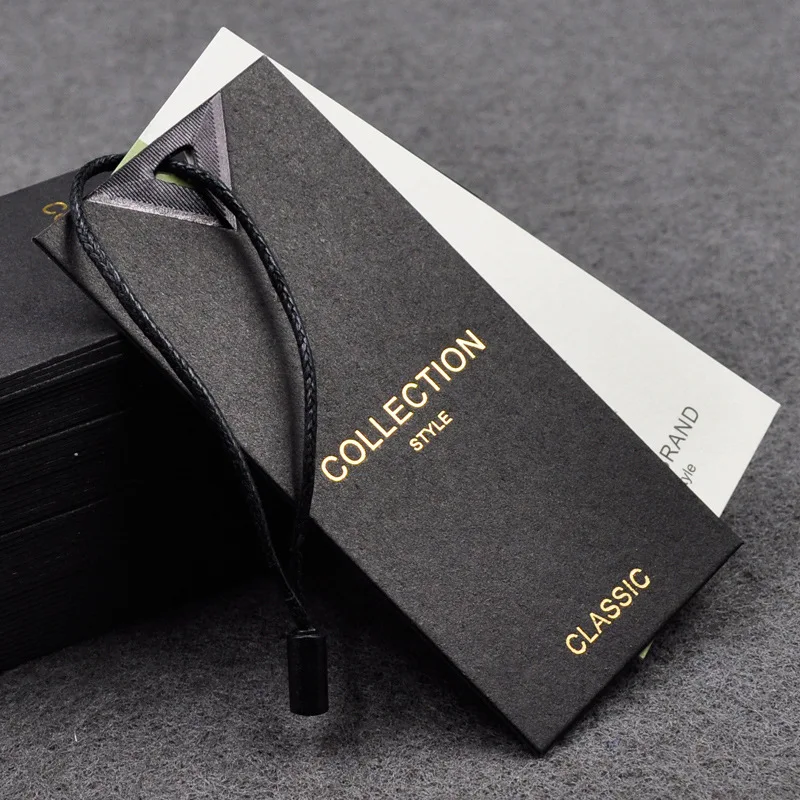Matte Black Paper Hangtags for Clothes - Luxury Gold Stamping