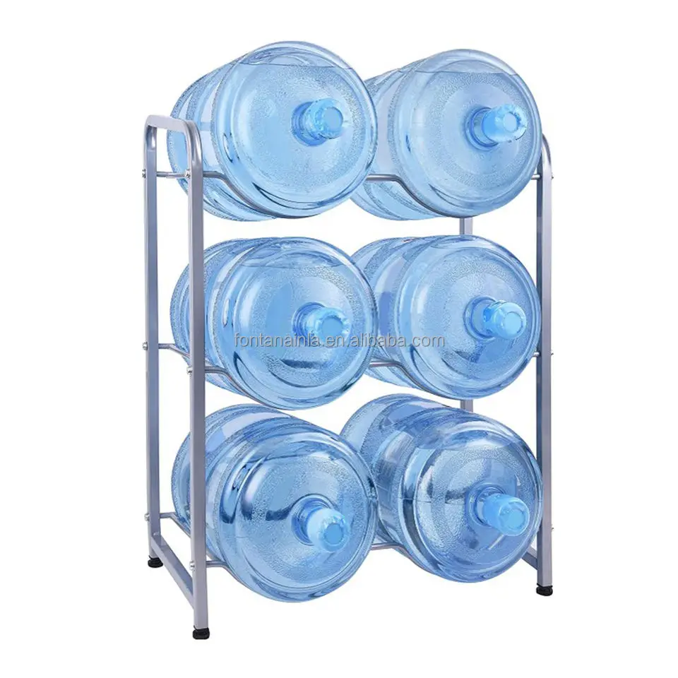 Office Home Metal Water Dispenser Bottle Storage Rack With Holds Eight