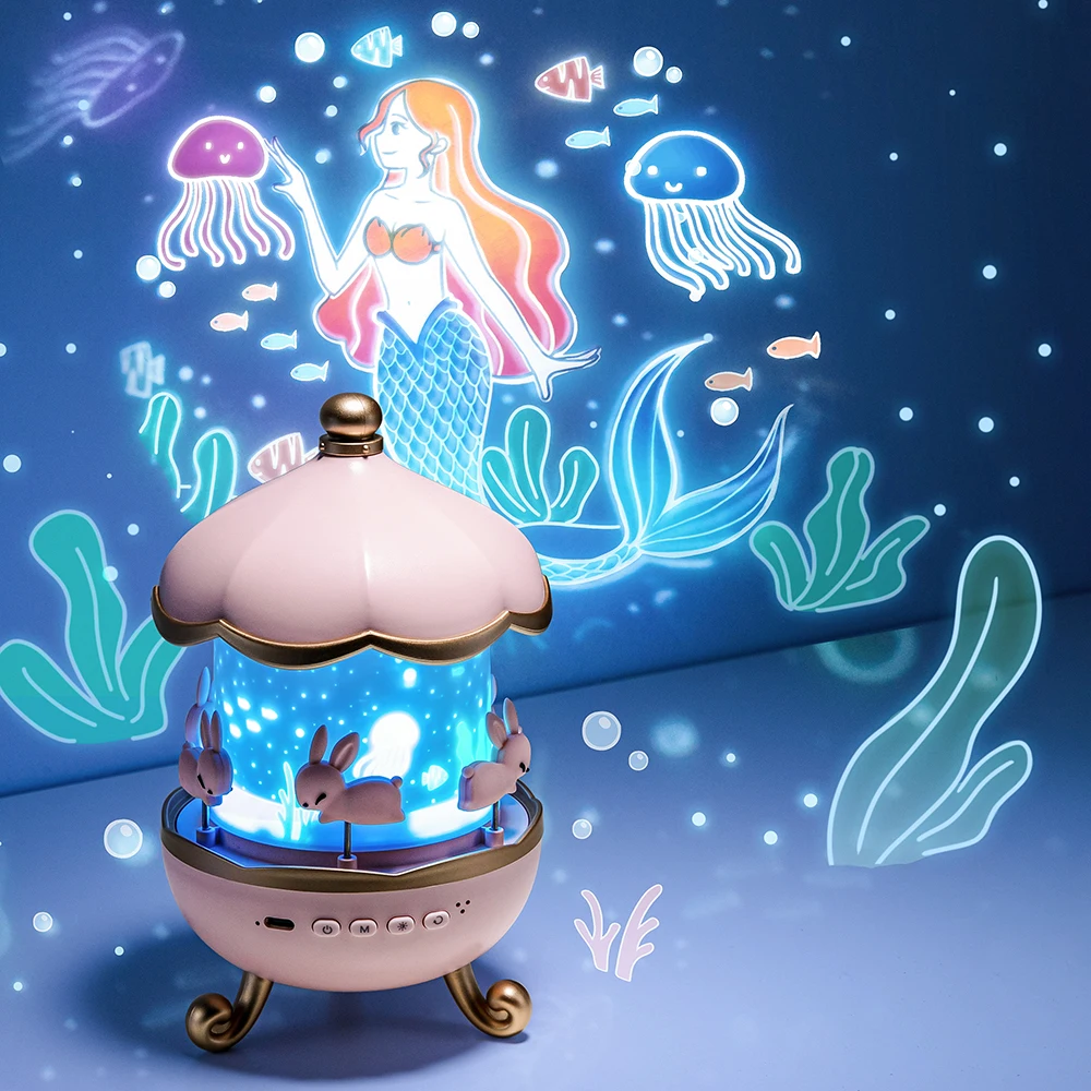 Christmas Star Sky Projection Lamp Creative Atmosphere Lamp Projector Birthday Gift White Noise and  Night Light