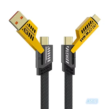 A50JJ New Trend 4 in 1 Zinc Alloy PD 65W Super Fast Charging Data Line Type-C to Type-C Charging Cable USB to Type-C Data Cables