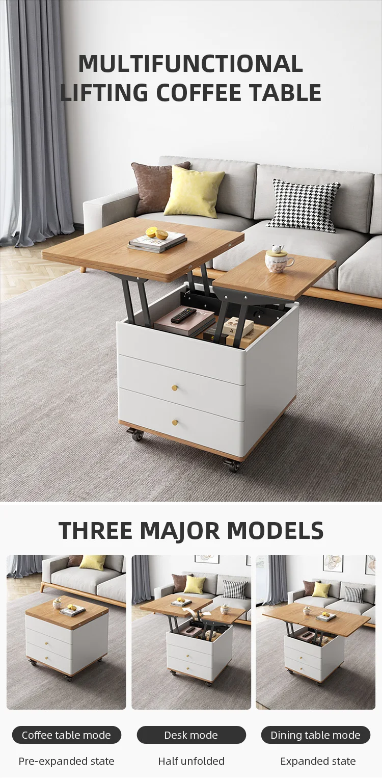 Modern Lift Top Adjustable Living Room Furniture Folded Wooden Smart ...