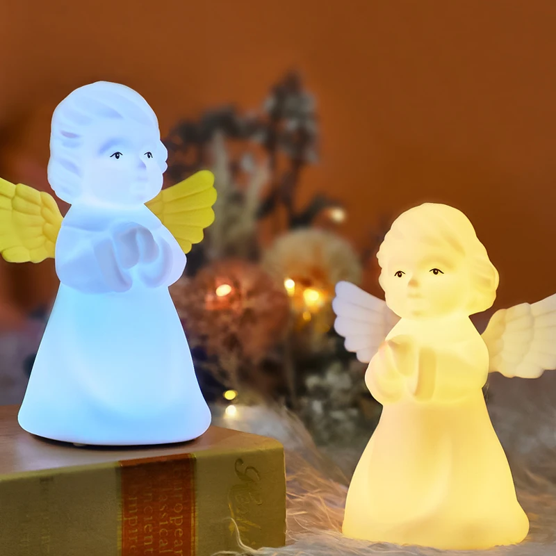 Hot Selling Angel Pray Girl Led Silicone Lamp Baby Gift RGB Light