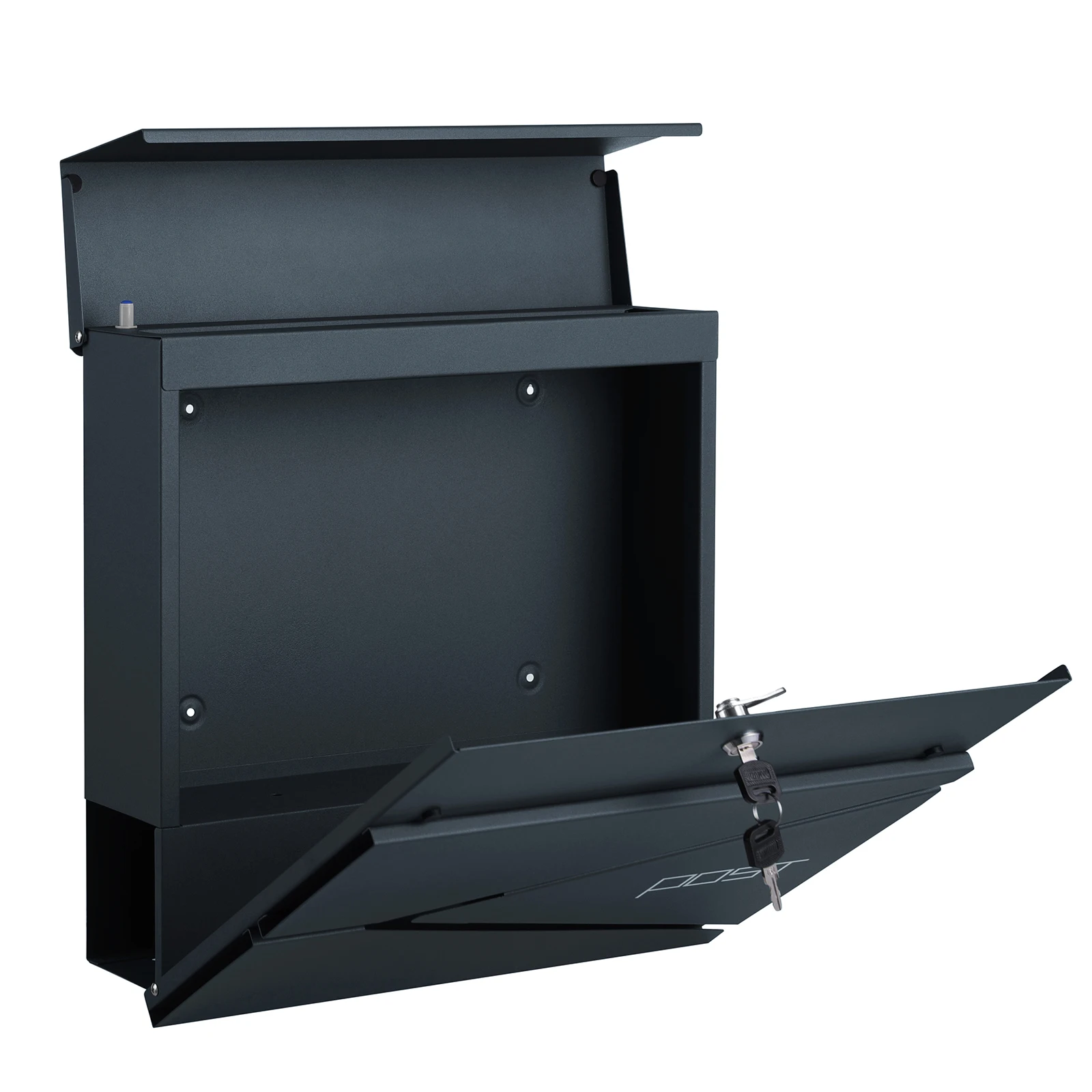 Songmics Newspaper Letter Box Outdoor Wall Mounted Key Lock Post Box Waterproof Modern Steel