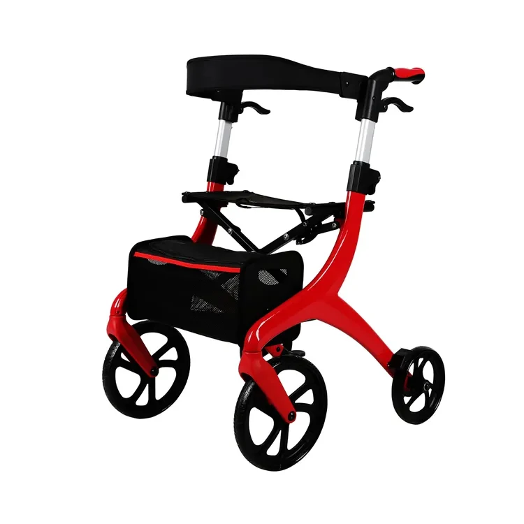 Outdoor Wholesale Produttori Di Rollator  8 Inch Wheels Aluminum Folding Rollator Walker & Rollator with Seat-121009