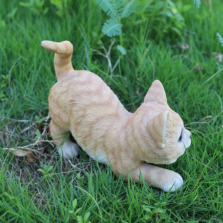 Customized Garden Polyresin Animal Cat Figures,Realistic Resin Crafts