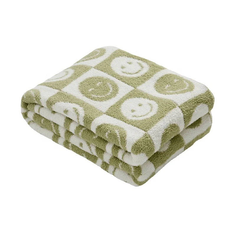 Hot Bejgħ Tbissem Checker Super Soft Microfiber innittjat Throw 100% Kutra tal-Polyester għal Sufan QPGXL