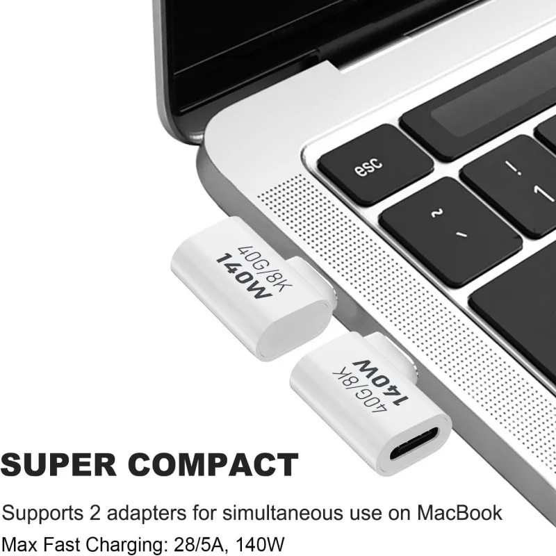90 Degree USB C Adapter 8K 60Hz 140W USB C Male to Female Connector for Phone iPad Macbook