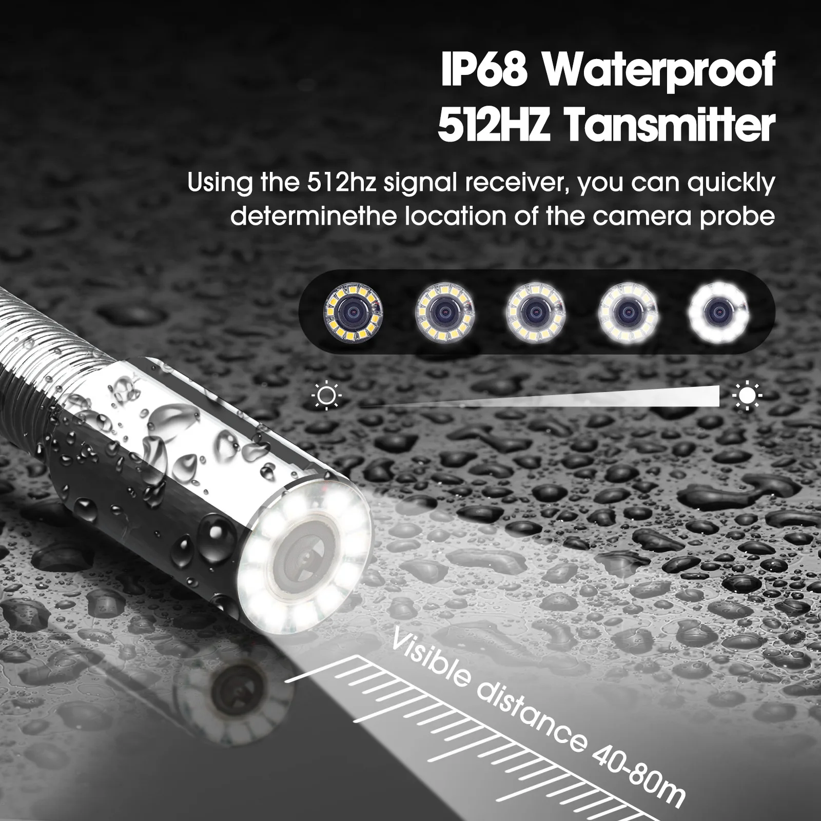 512hz Sonde&self&leveling 200m 1080P Head Sewer Camera 9inch Screen Waterproof Ip68 Pipe Video Inspection Camera Factory Price