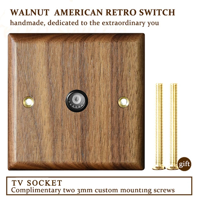  Interruptor de pared de tipo 86 duradero, de imitación de grano  de madera de 1 a 4 bandas de latón de 2 vías, interruptor vintage 86  oculto, luz de pared para