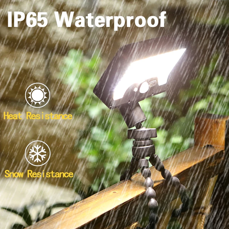 Novo design à prova d'água com suporte de polvo, 92 luzes de jardim solares LED tipo C, sensor de movimento recarregável, luzes de cerca solares LED