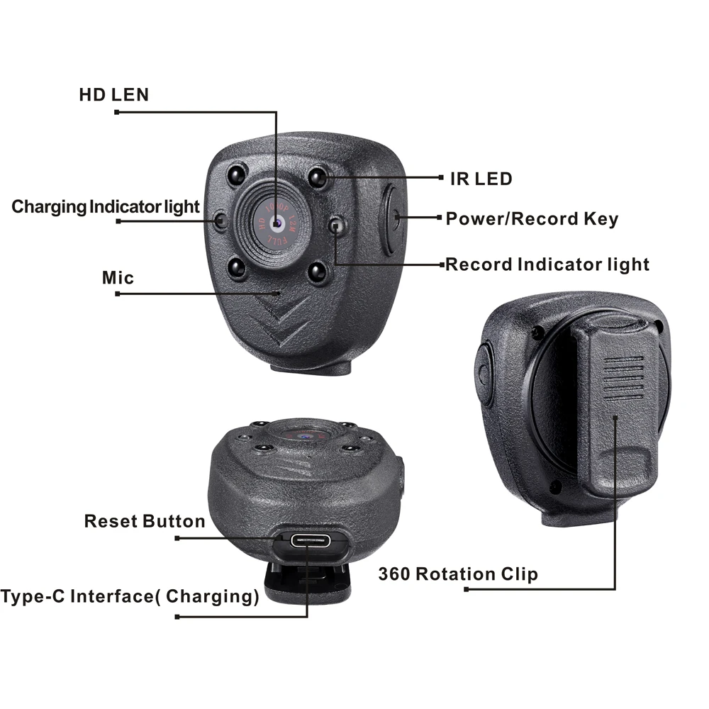 Mini Body Camera Video Recorder Dash Camera Wearable With Night Vision 32GB Micro SD Card Memory Camera