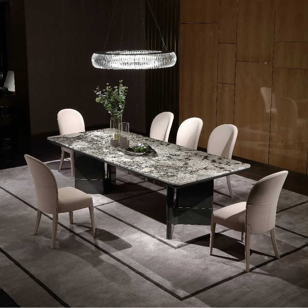 Curated visual reference: Visual Reference: Italian High End Luxury Marble Dining Table Long Square Design