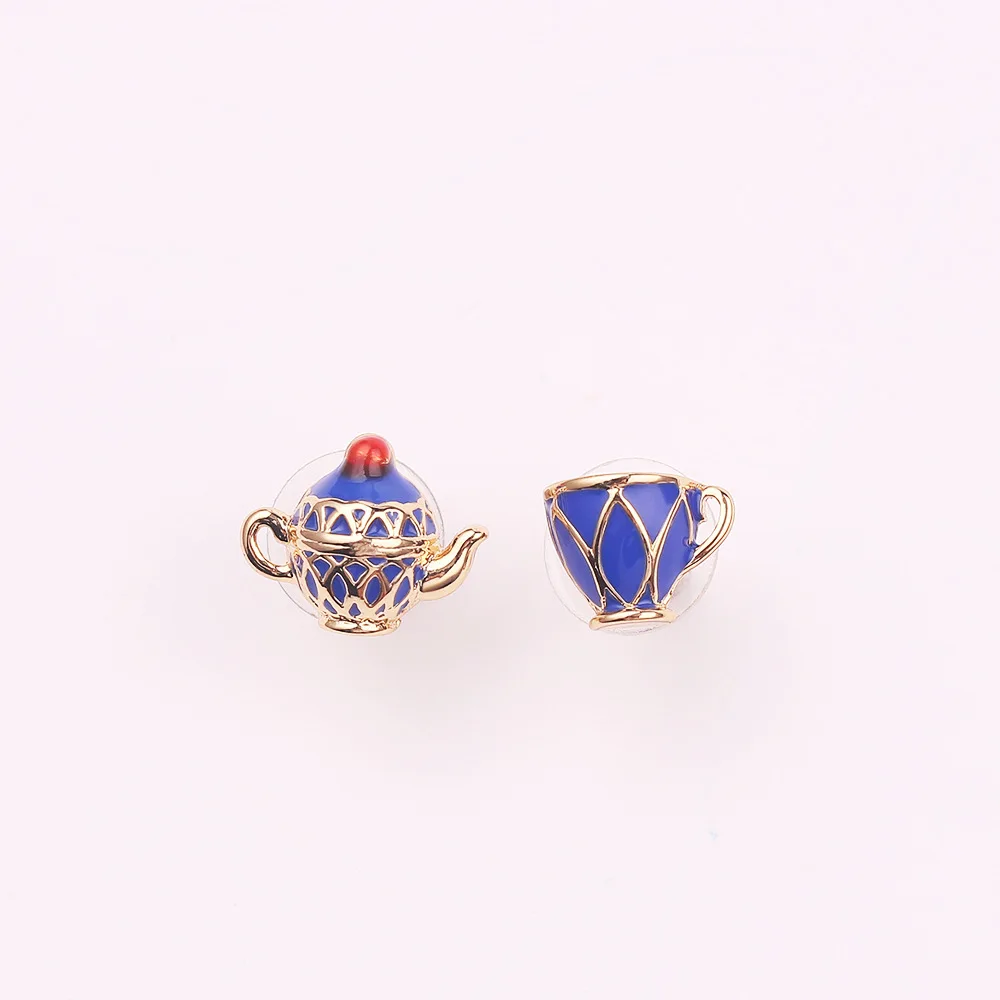 Fashion Jewellery Enamel Enamel Tea Cup Earrings Sweater Necklace Handmade Stereoscopic Tea Cup Enamel Necklace
