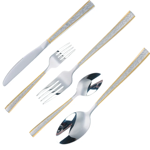 Middle East Luxury Knife Fork Spoon Wedding Stainless Steel Cutlery Set Restaurant Western Dish Safe Tableware